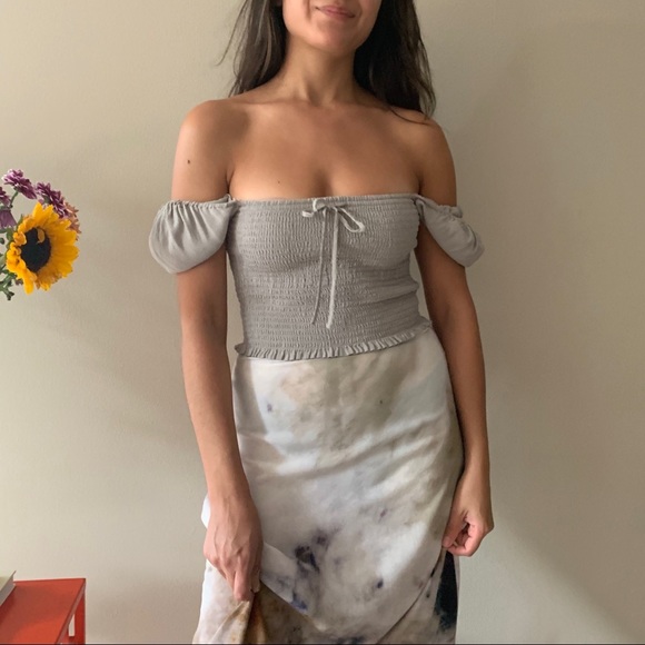 Smocked Prairie Blouse in Pearl Grey - Picture 3 of 5